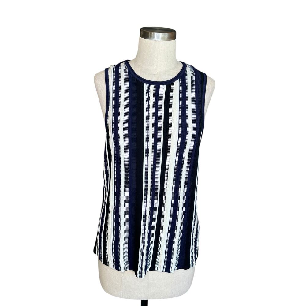 COS Women's Knit Tank Blue White Sleeveless Blouse‎ Women's Size Small NWT